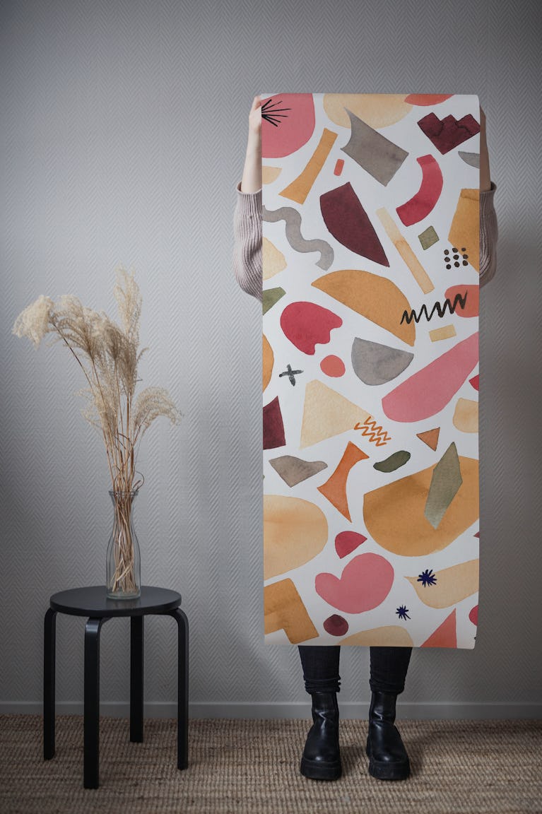 Geometric Shapes Terracotta wallpaper roll
