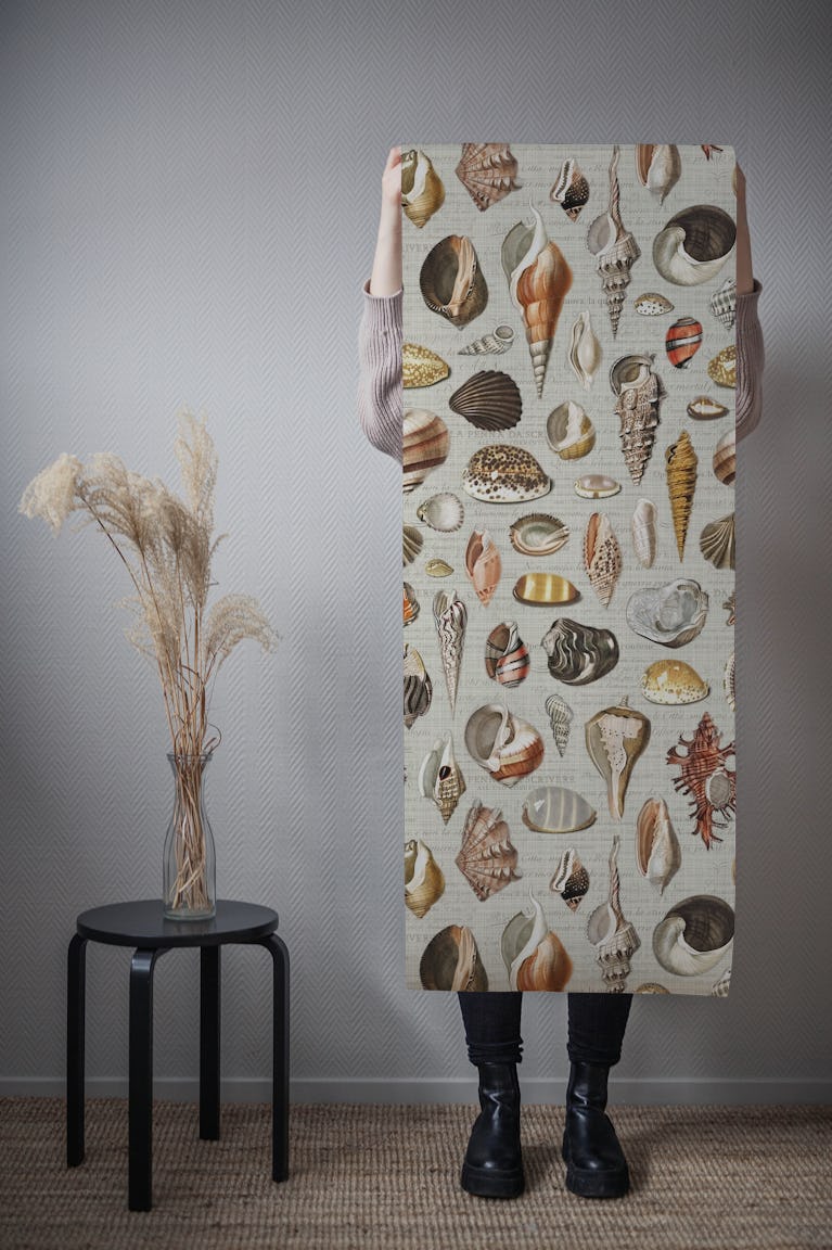 Nautilus greige yellow copper wallpaper roll