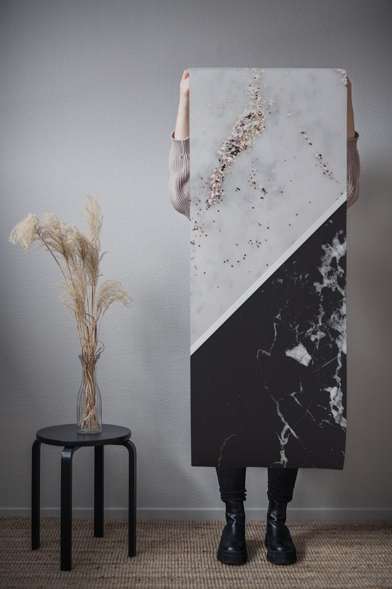 White Marble Black Marble 1 wallpaper roll