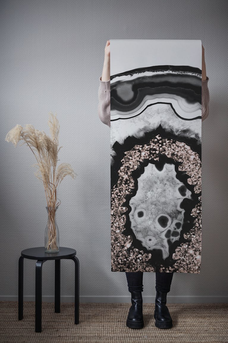 B W Agate Rose Gold Glitter 3 wallpaper roll