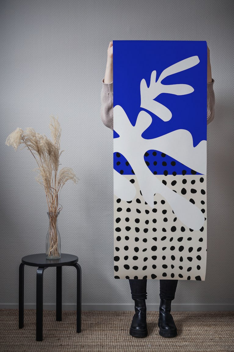 Matisse Inspired Blue Abstract wallpaper roll
