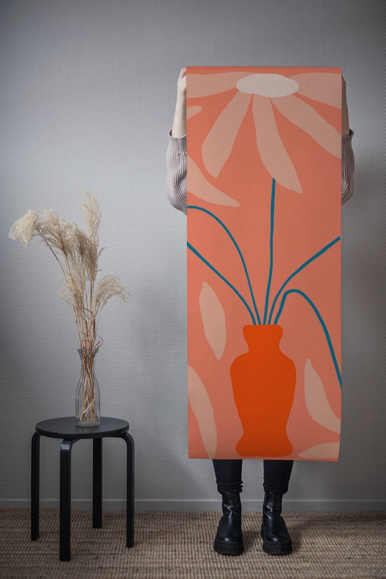 Large Mid Century Florals wallpaper roll