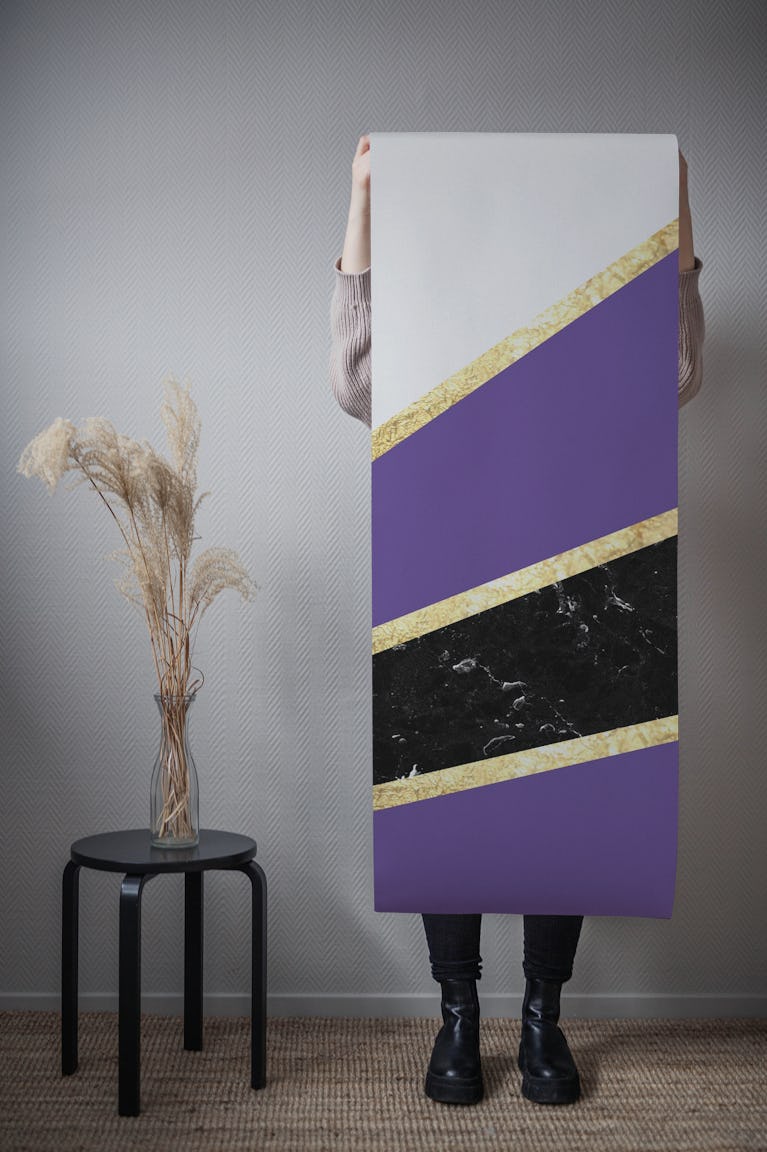 Ultra Violet Marble Stripes wallpaper roll