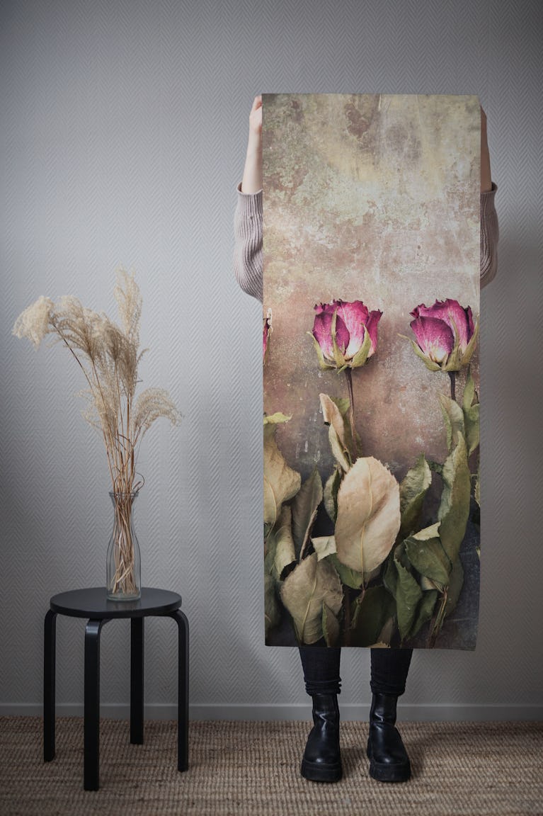 Five Dried Roses wallpaper roll