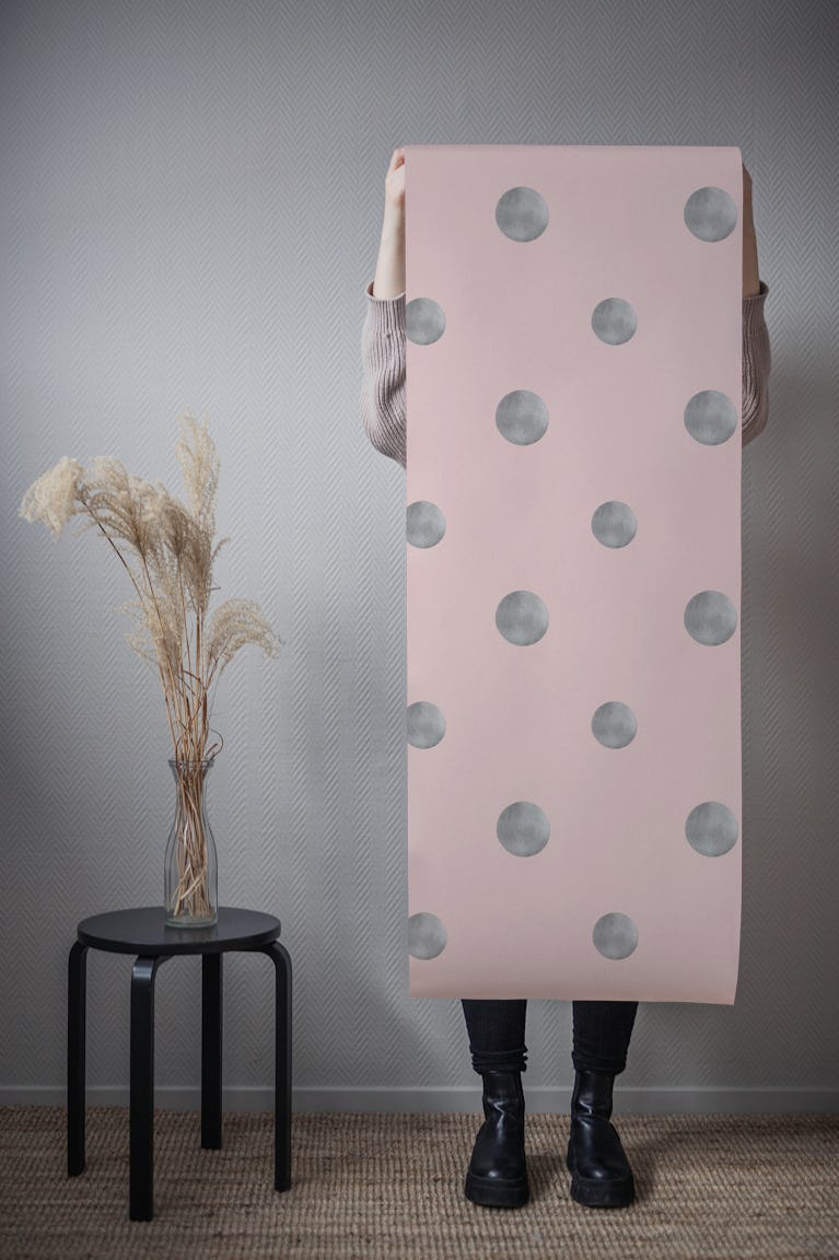 Happy Polka Dots Silver 1 wallpaper roll
