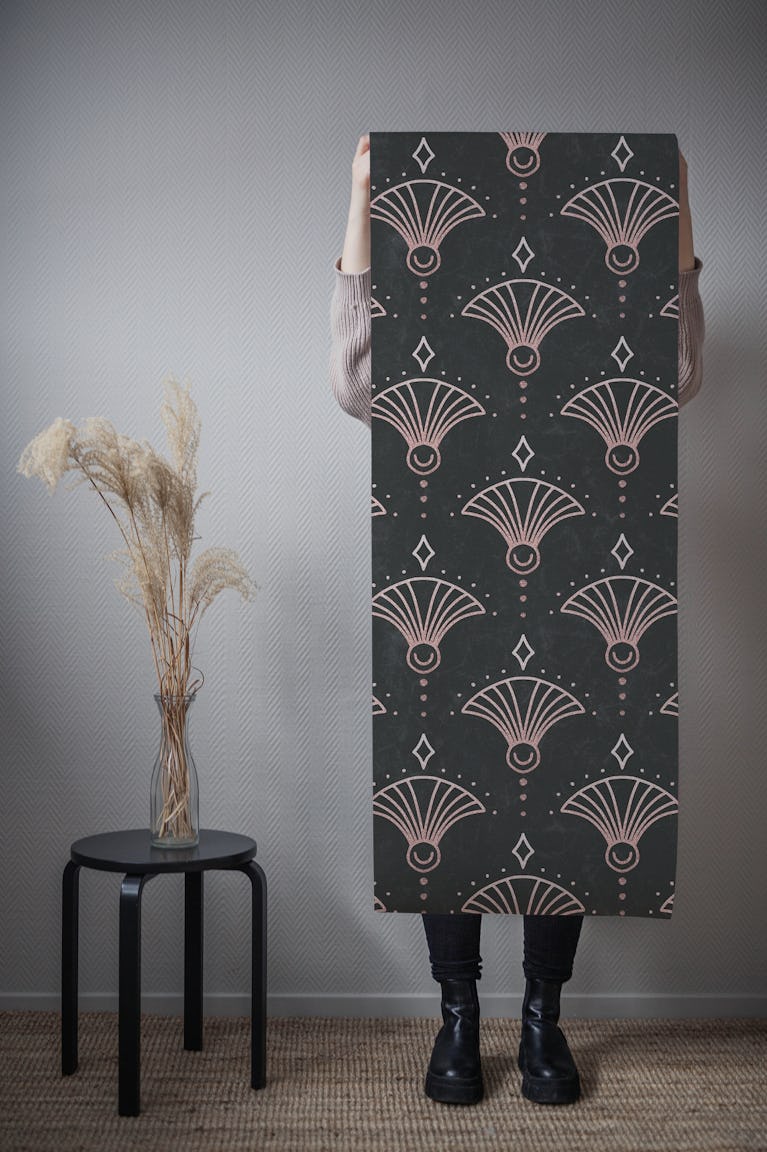 Retro Art Deco Rose Gold Grey wallpaper roll