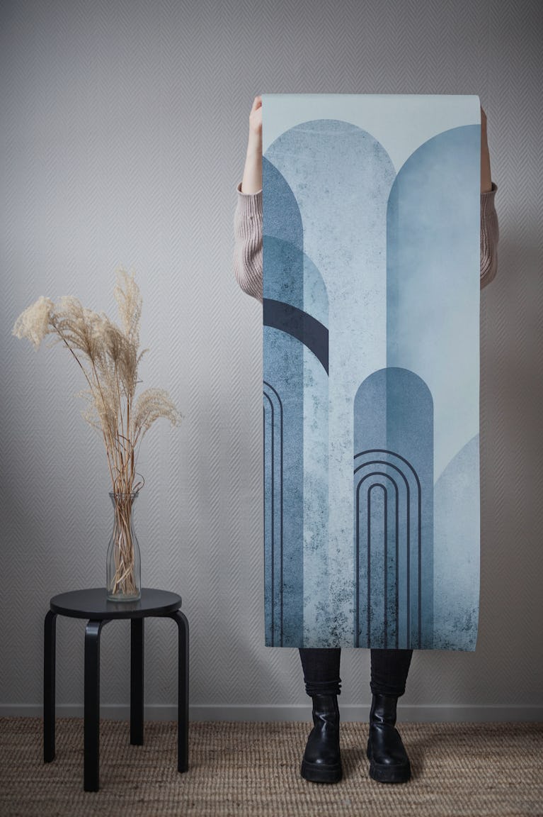 Blue Mid Century Arches wallpaper roll