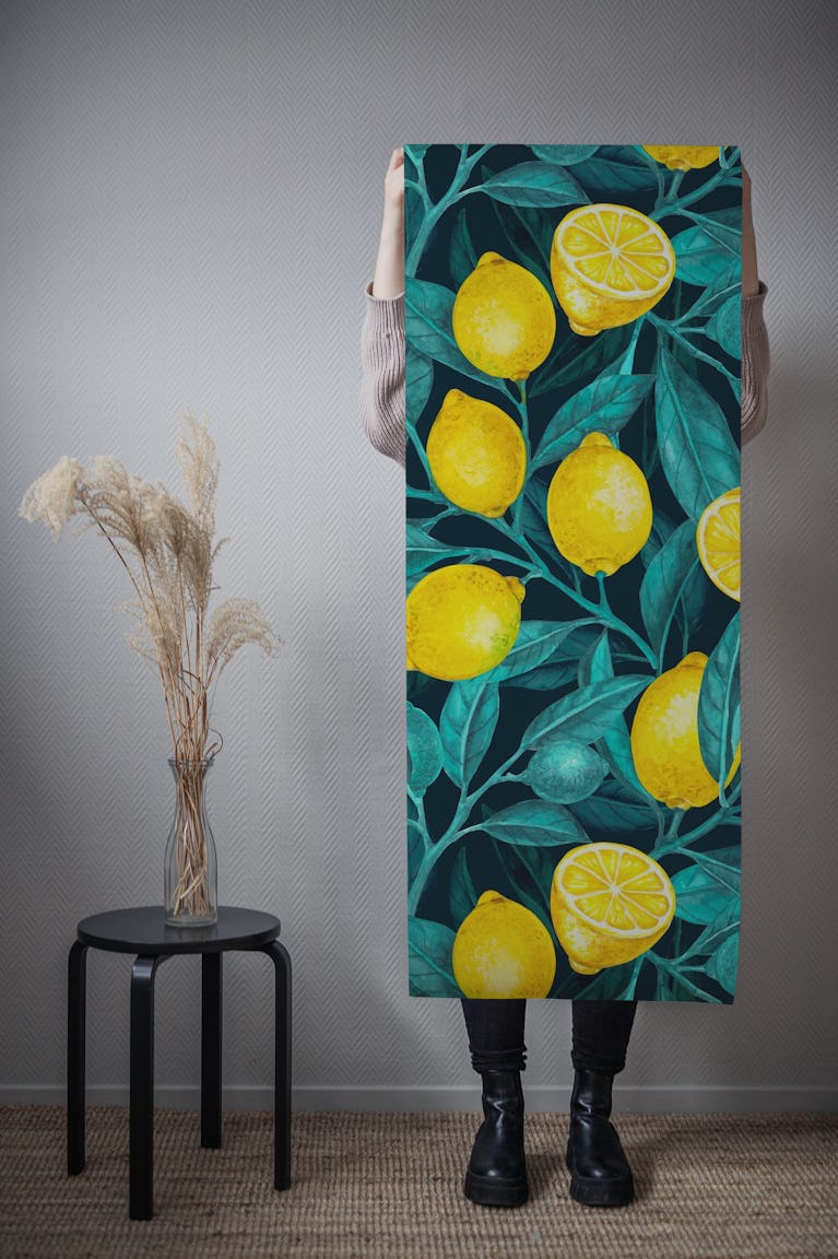 Lemon branches wallpaper roll