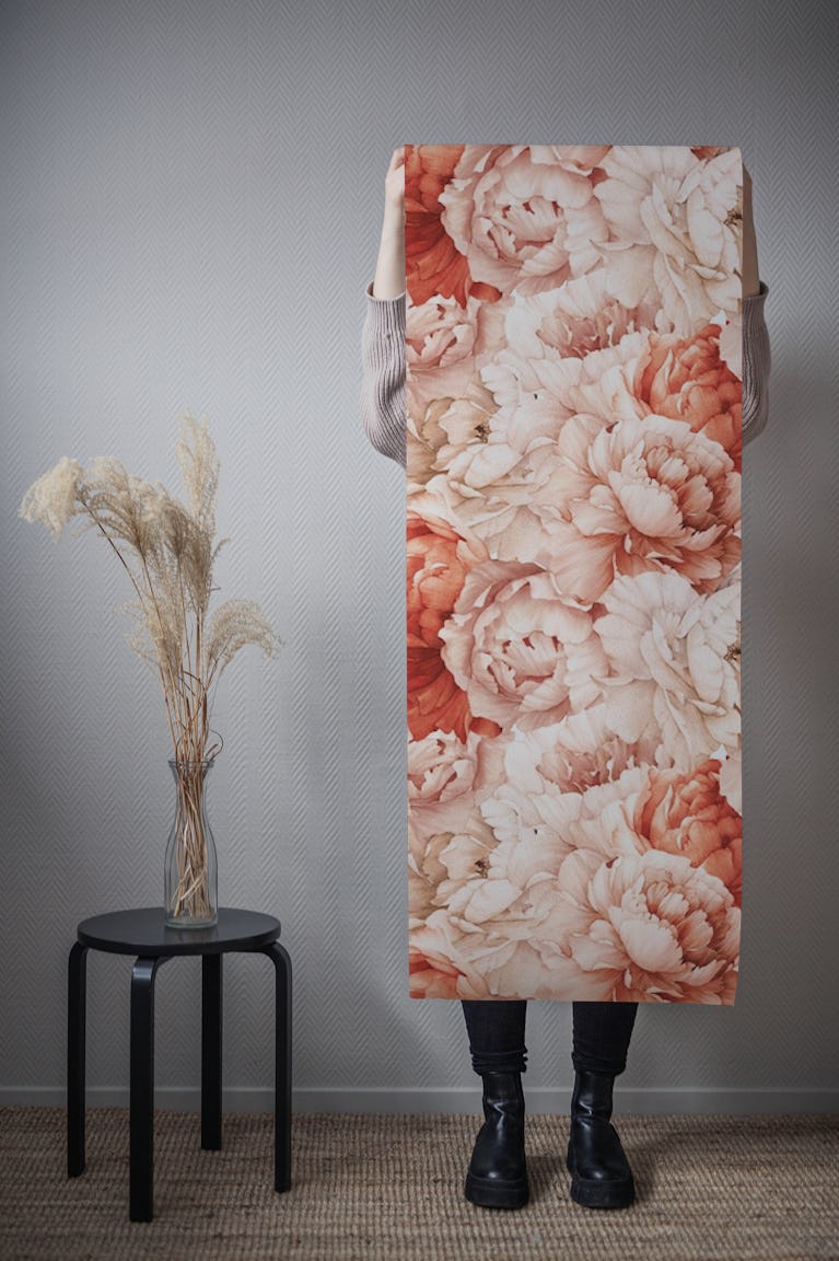 Peonies flowers wallpaper roll