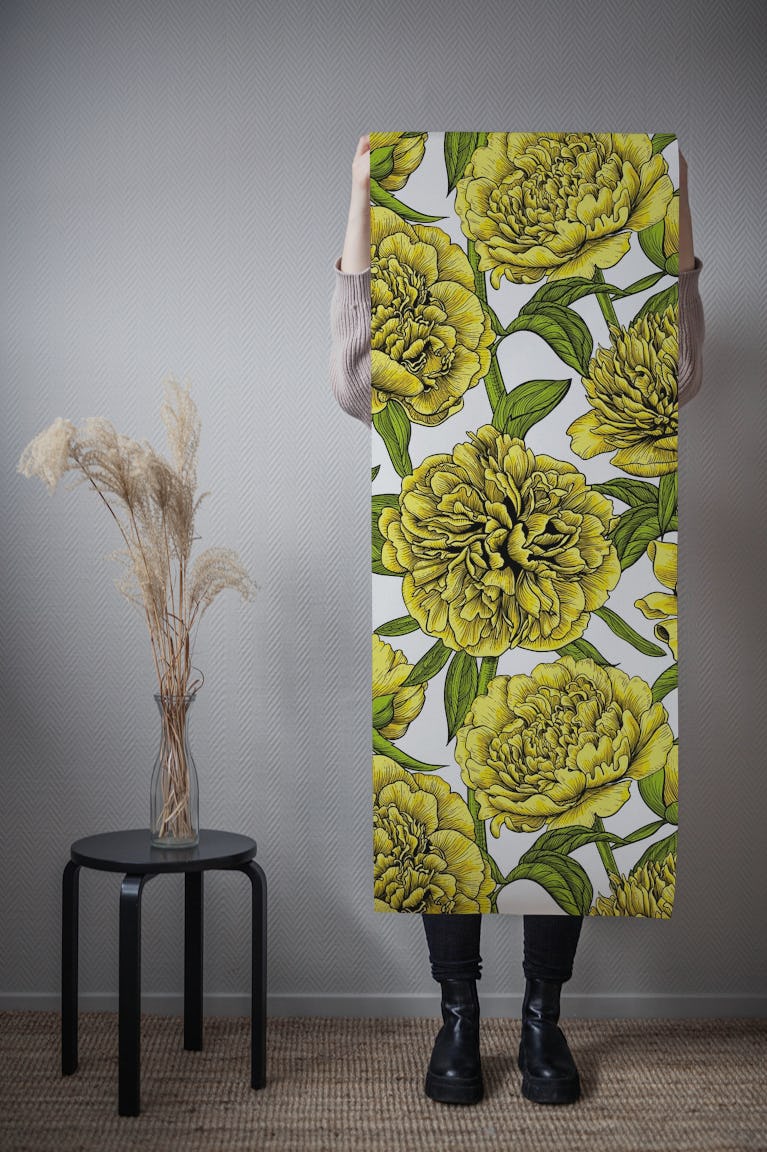 Yellow peony garden 3 wallpaper roll