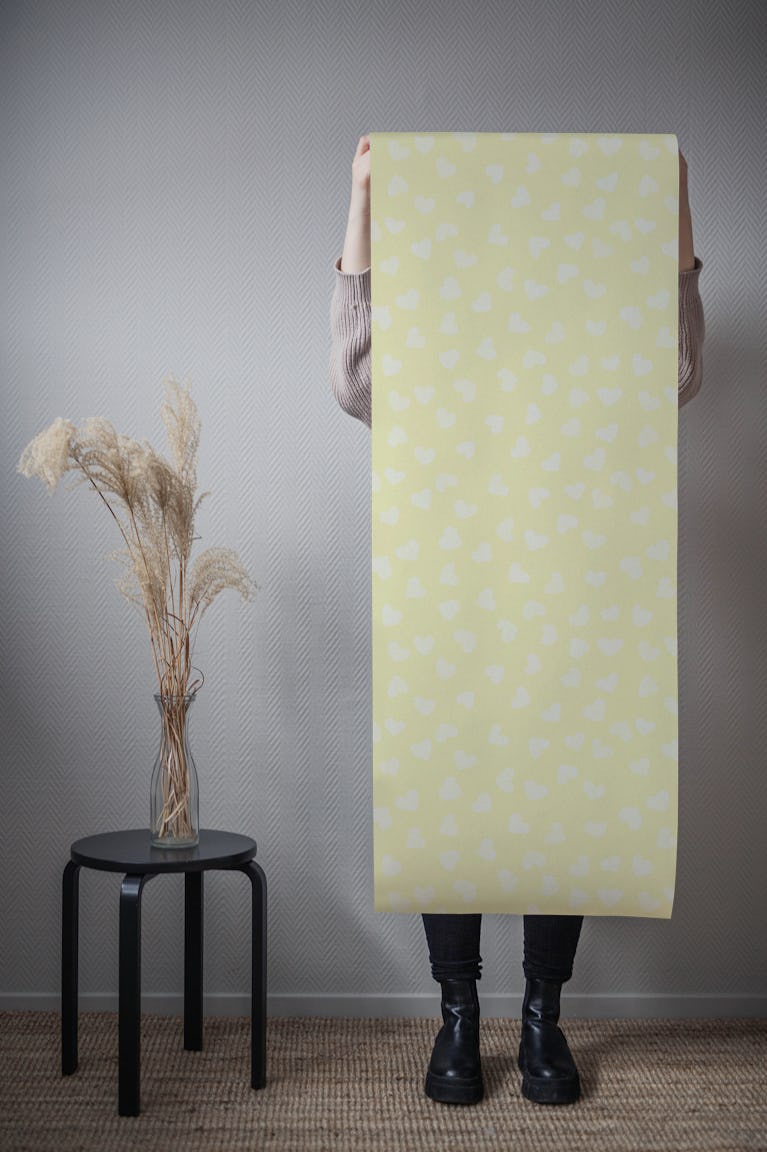 Love Hearts Lemon Yellow wallpaper roll