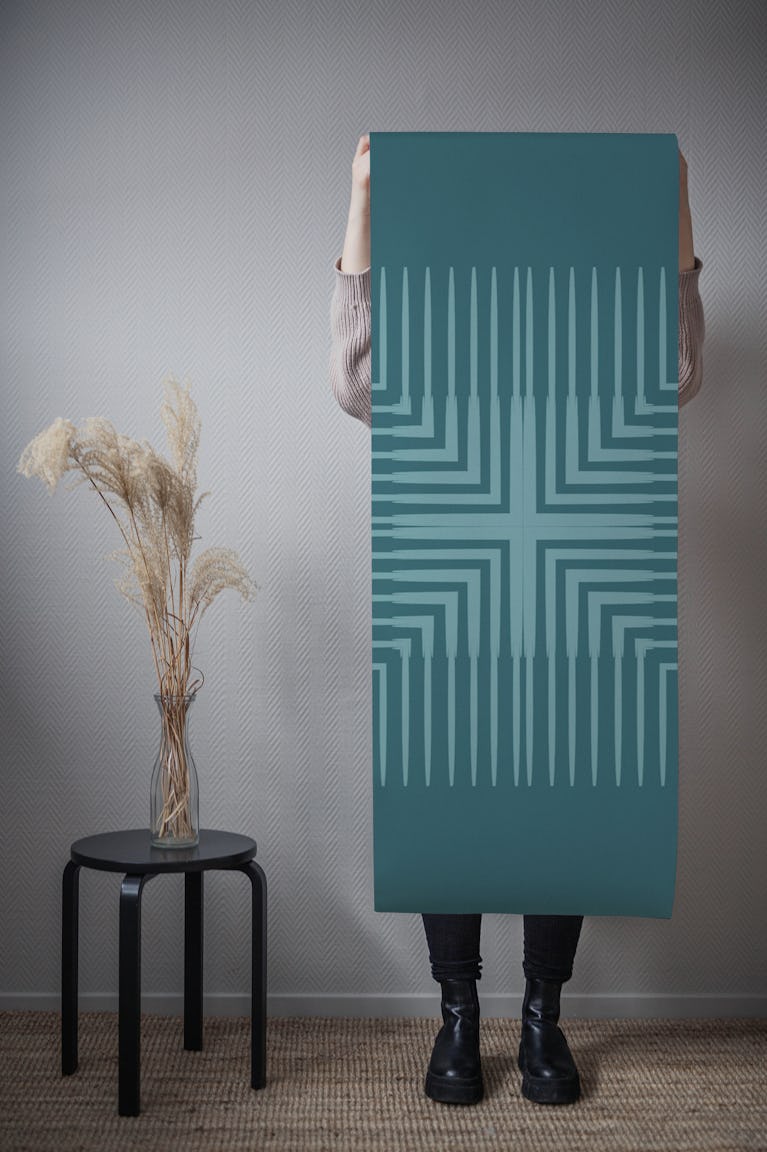 Teal Mid Century Modern wallpaper roll