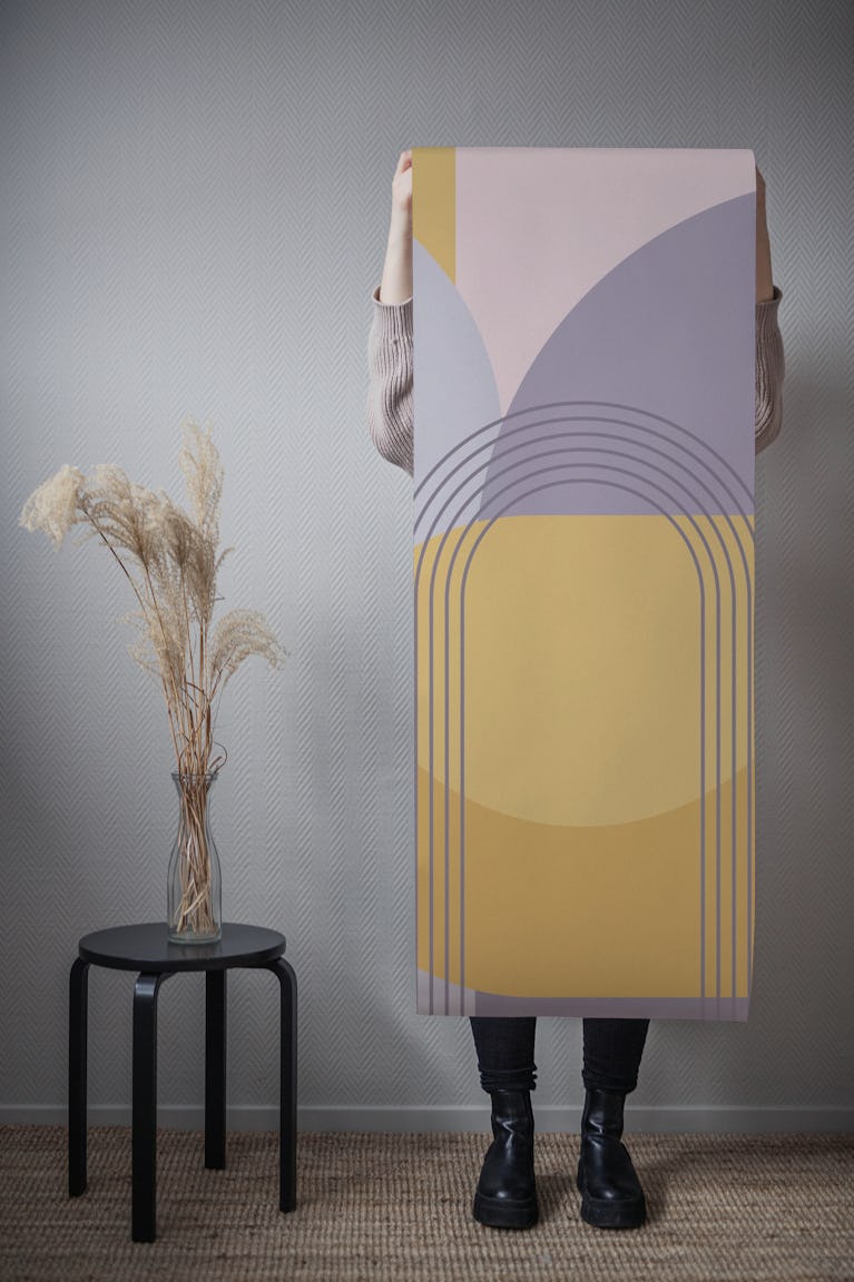 Abstract Arches Lilac Mustard wallpaper roll