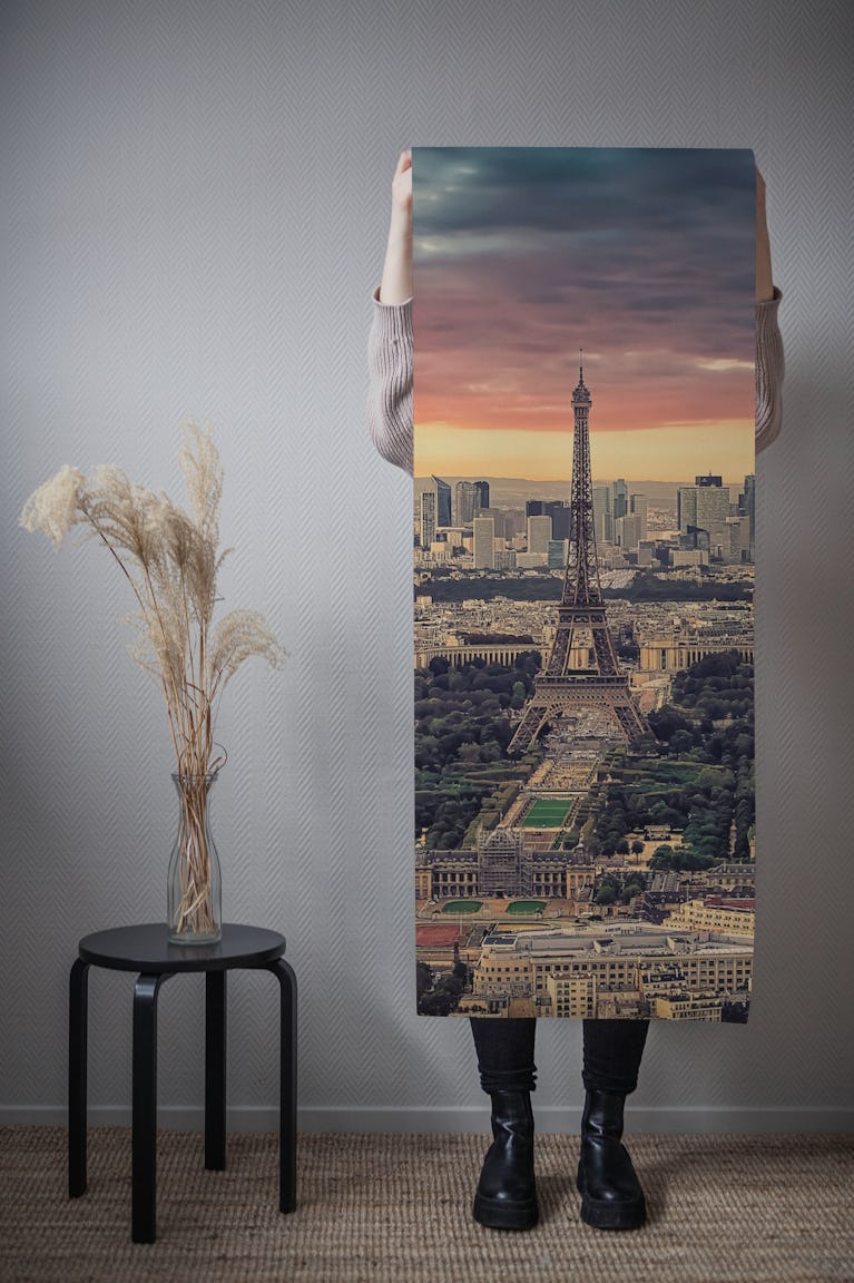 Paris at sunset wallpaper roll