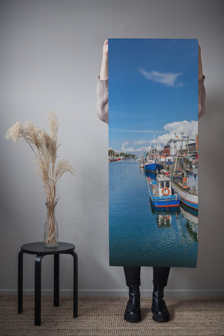 Boat Scenery In Warnemuende wallpaper roll