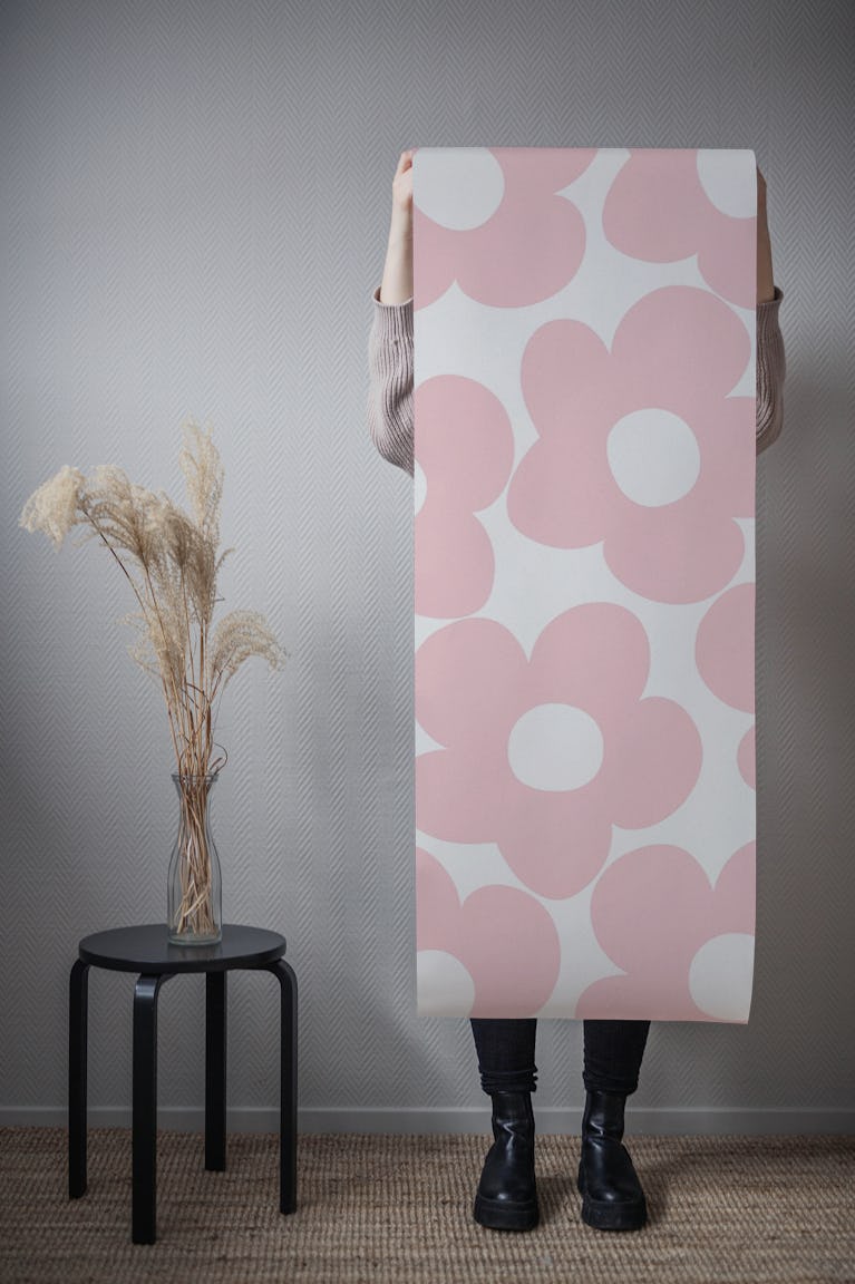 Blush Pink Retro Daisies 1 wallpaper roll