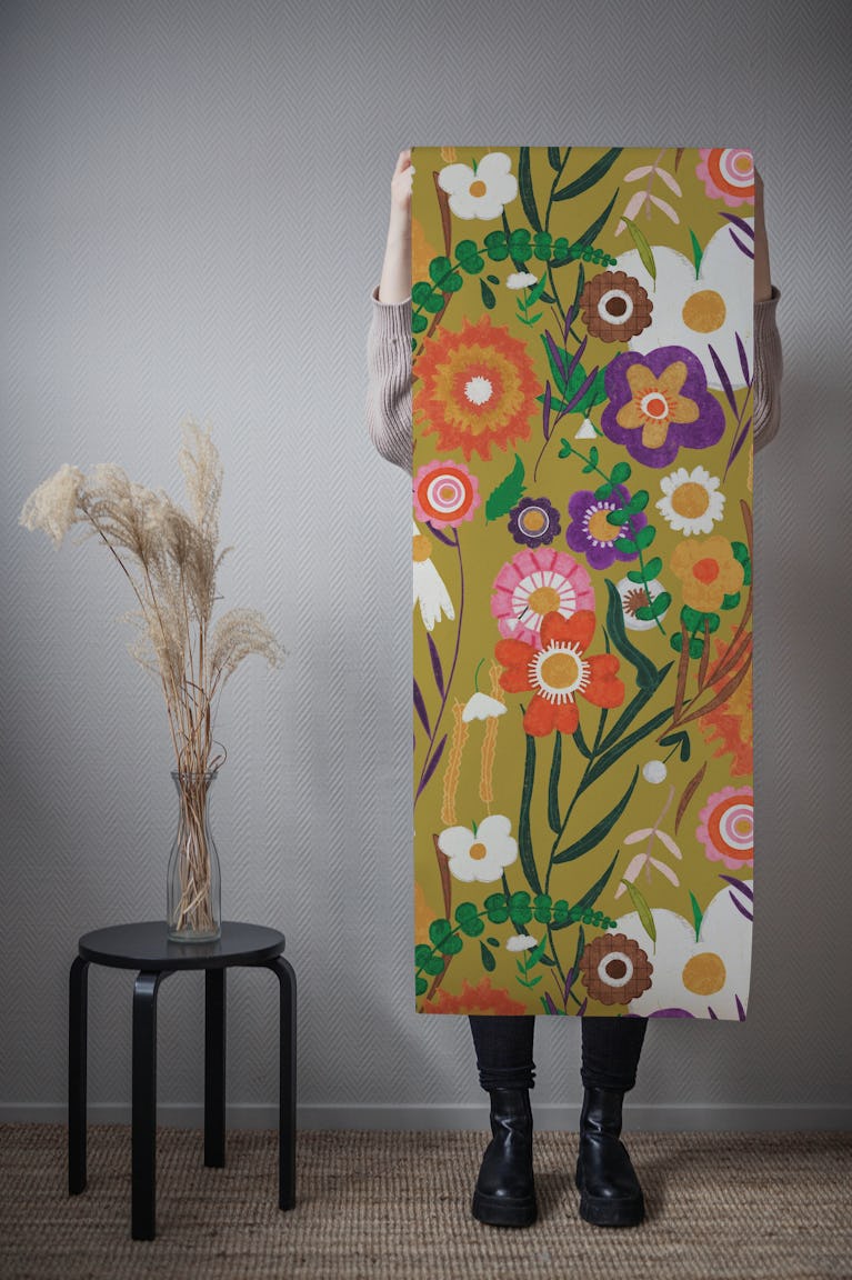 Folk spring floral musk wallpaper roll