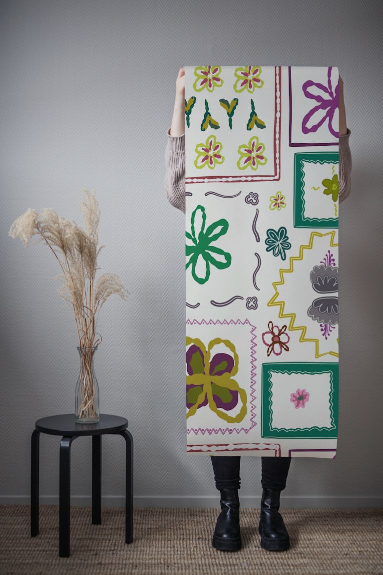 Pretty floral trendy border wallpaper roll