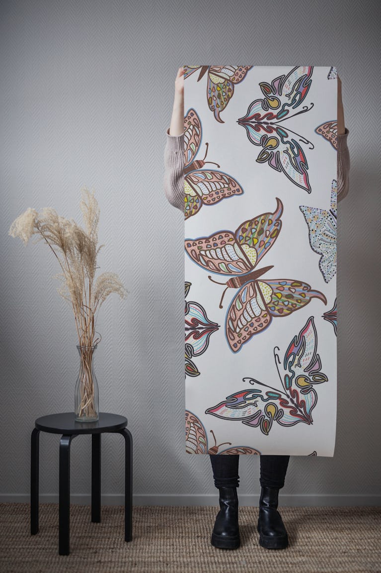 Butterflies illustration wallpaper roll
