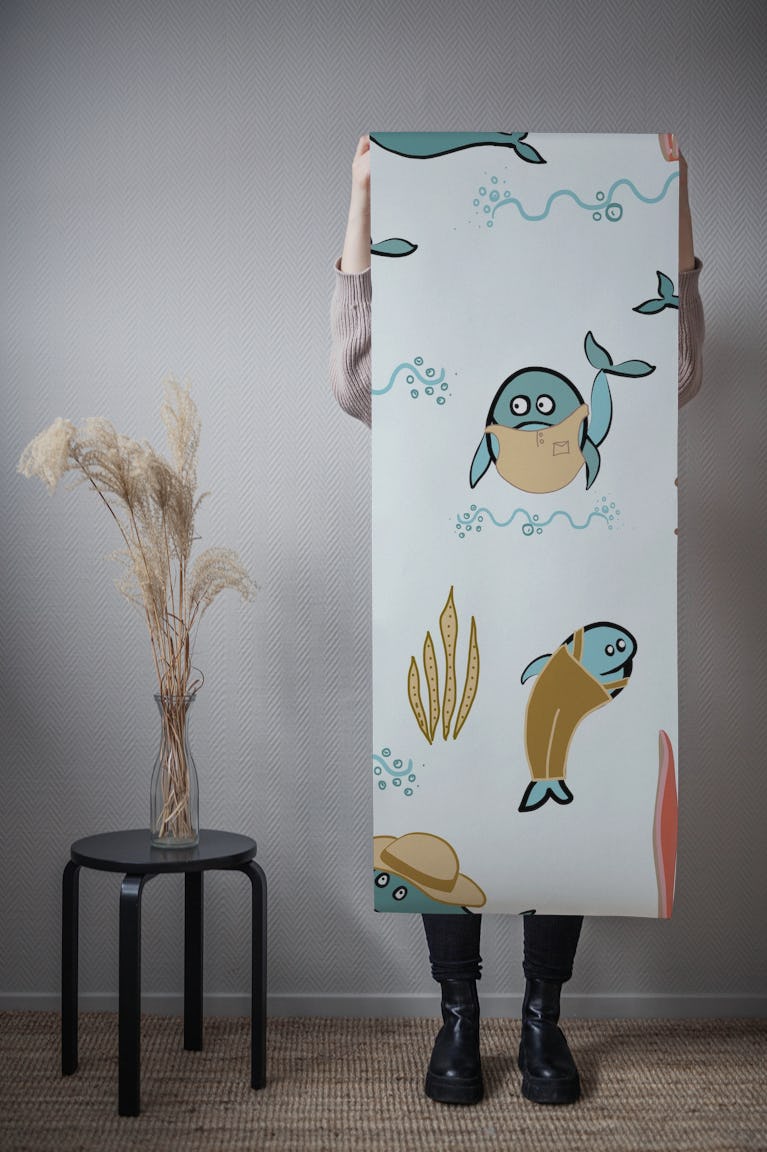 Cute Whales wallpaper roll