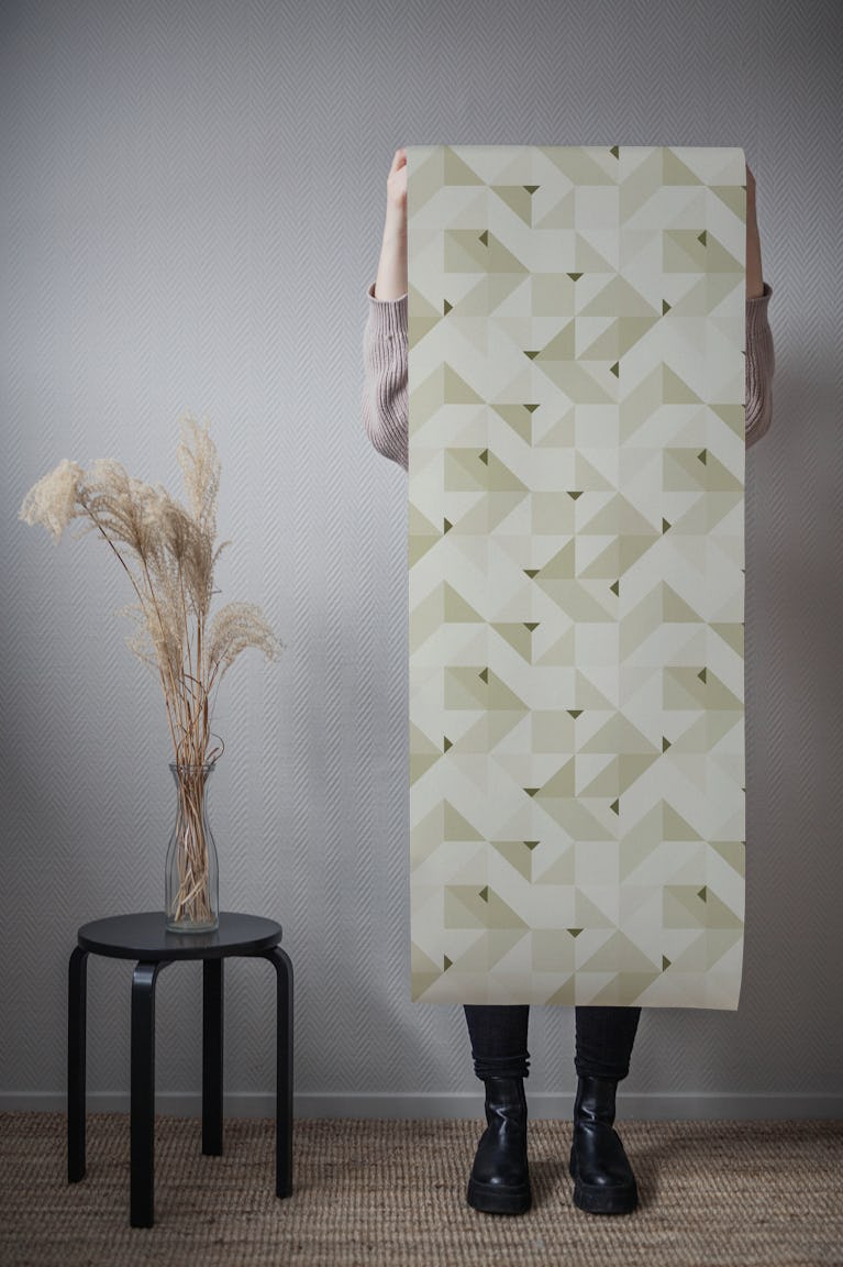 Sage Green Geometric wallpaper roll