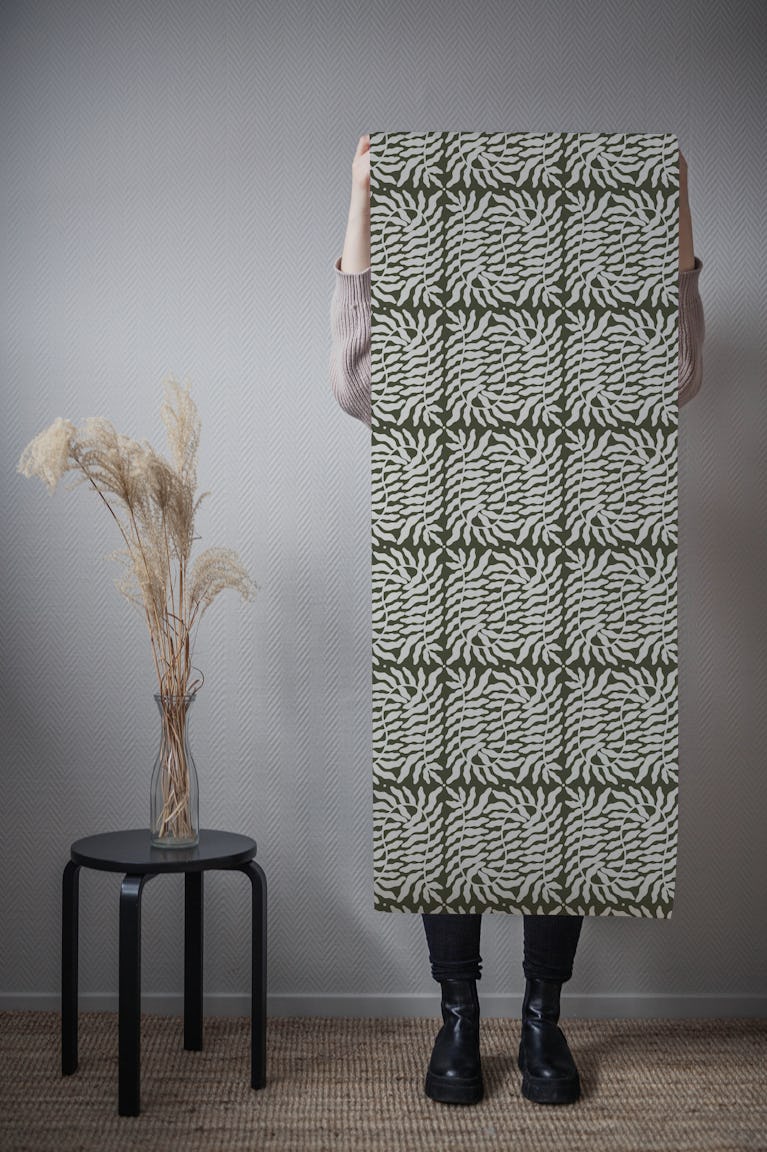 Fern Pattern Dark Green wallpaper roll