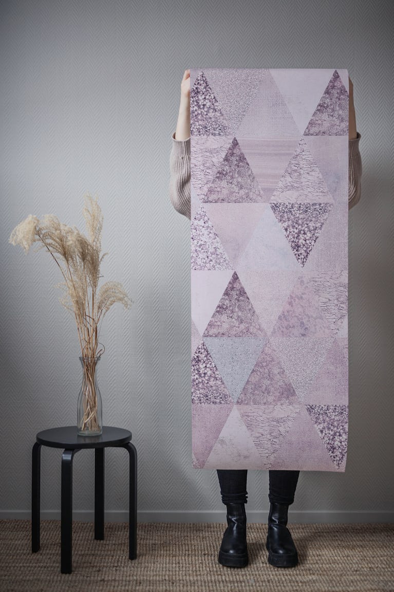 Blush And Lilac Triangles wallpaper roll