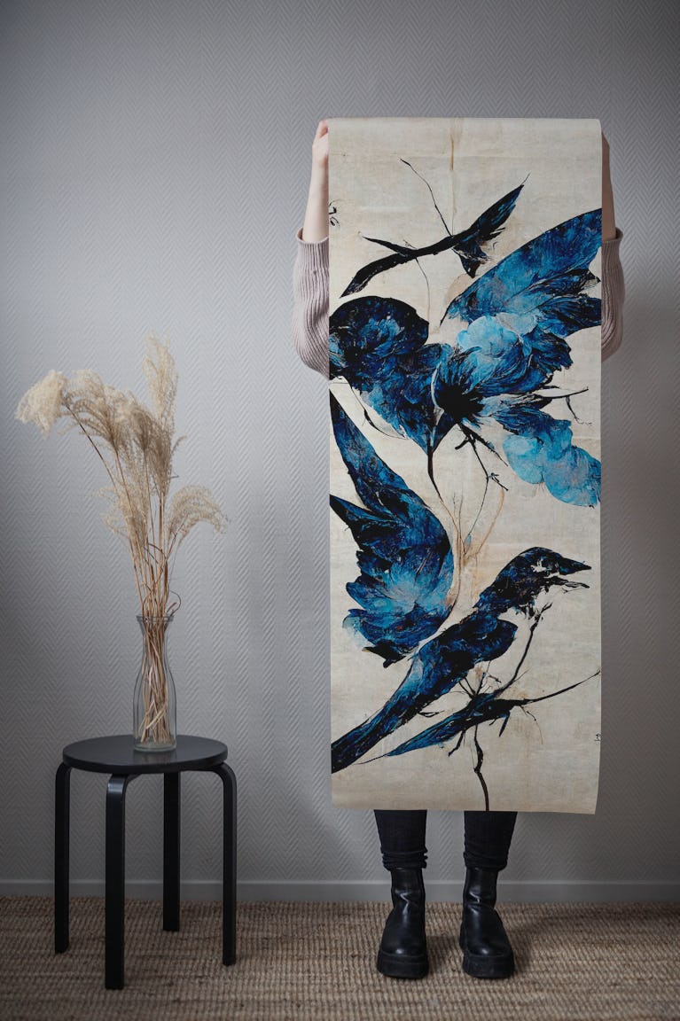 Blue Birds wallpaper roll