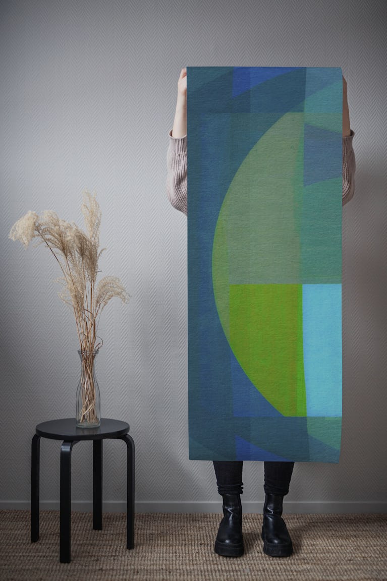 Teal Mid Century Background wallpaper roll