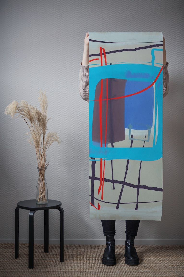 Abstract Blue Red wallpaper roll