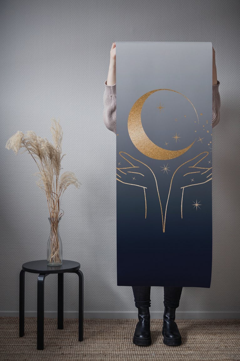 The Magic Moon Blue Gold wallpaper roll