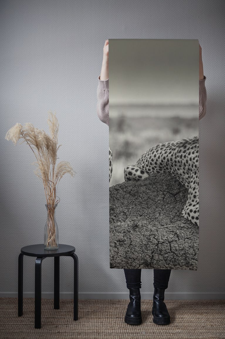 Two Cheetahs watching out wallpaper roll