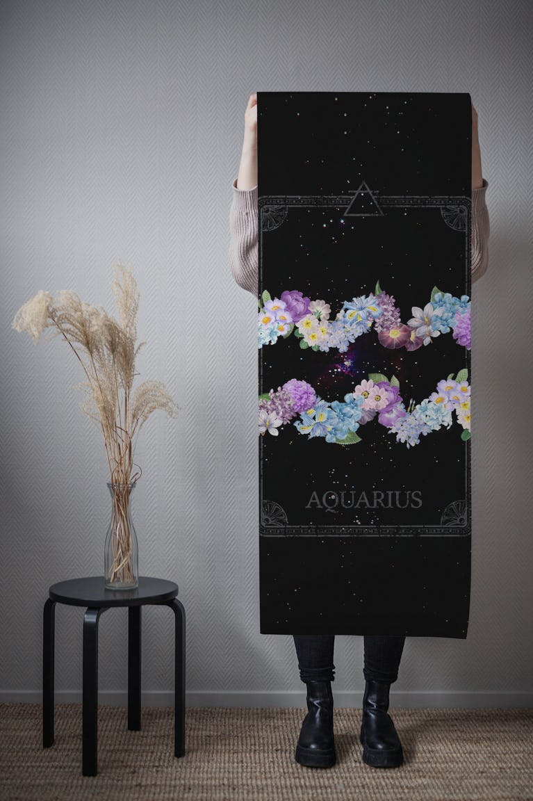 Floral Zodiac Sign: Aquarius wallpaper roll