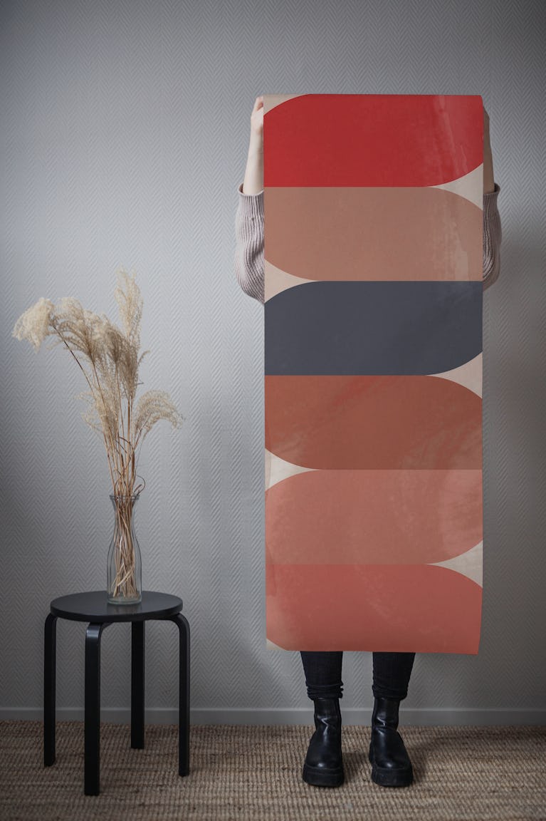 Bold Mid-Century Sunshine Waves Fall Color wallpaper roll