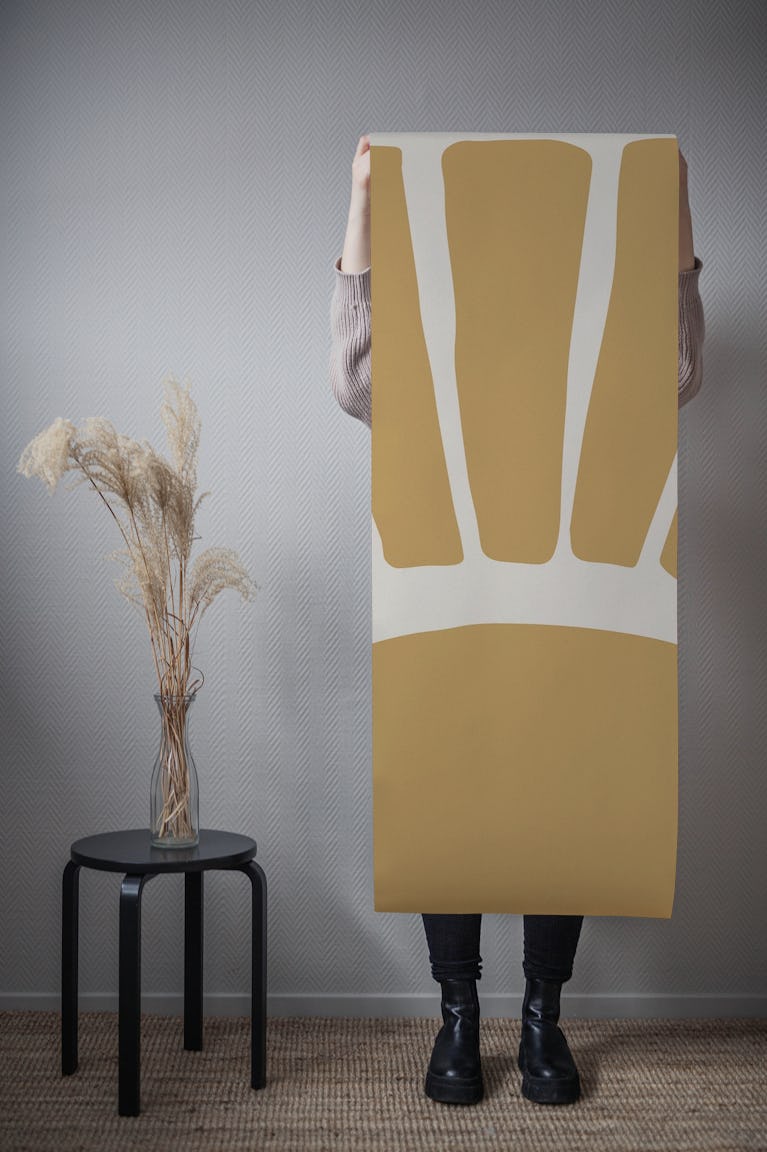 Modern Abstract Cutouts Sunshine Cream Ochre wallpaper roll