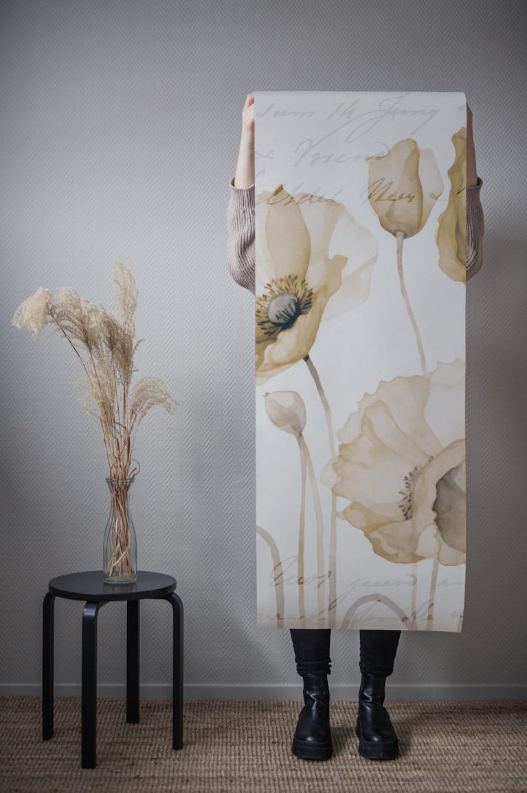 Poppy Petal Summer Serenade Soft Beige wallpaper roll
