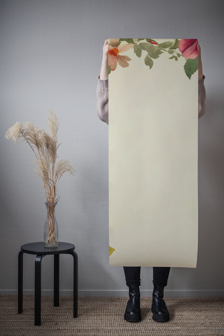 Watercolor Whimsy Blossoms Floral Frame wallpaper roll
