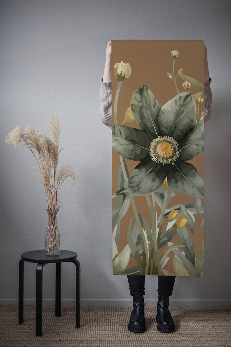 Flowers Spring Mocha wallpaper roll