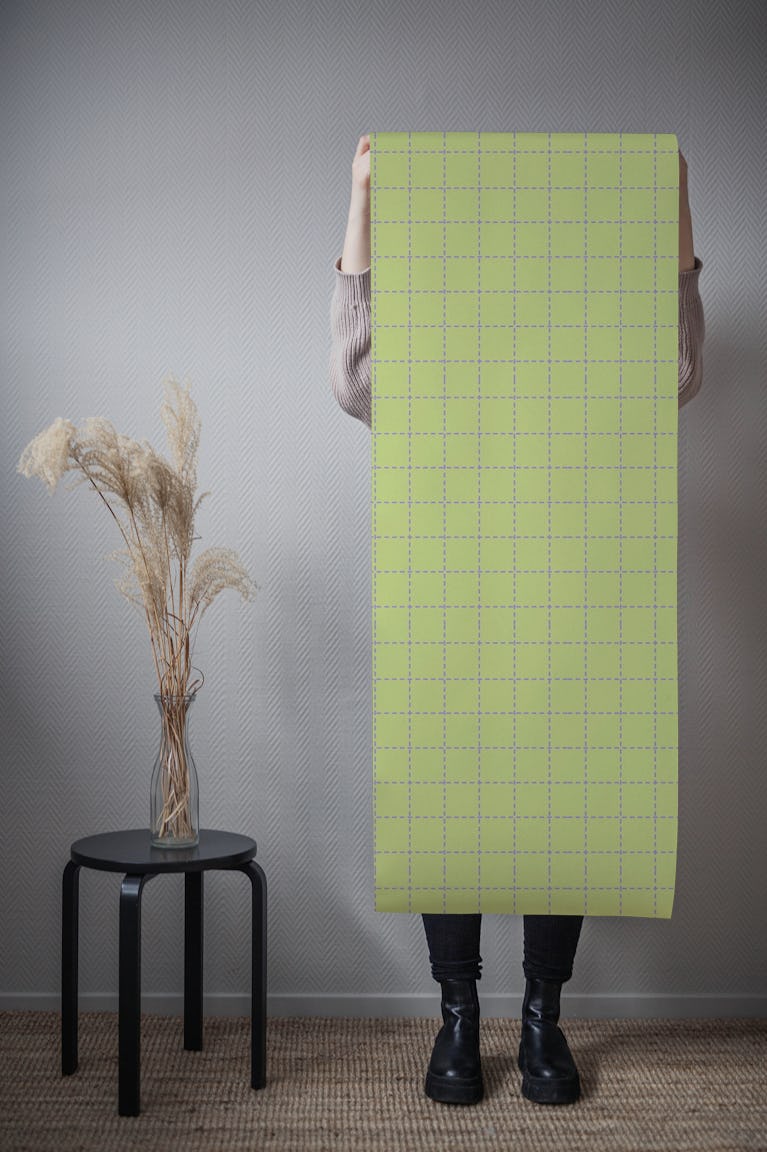 Grid Green and Purple wallpaper roll