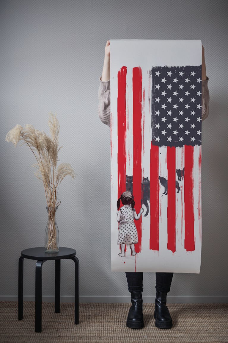 Little girl and wolves wallpaper roll