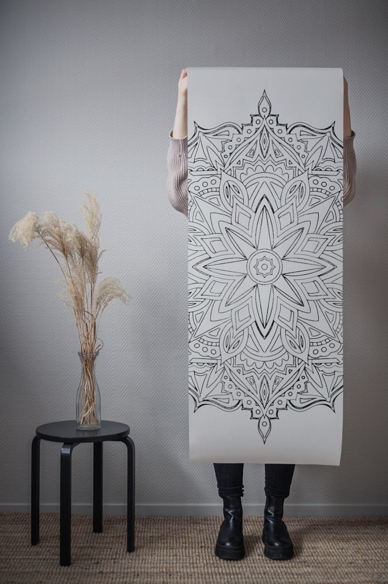 Zen Mandala Art Black White wallpaper roll