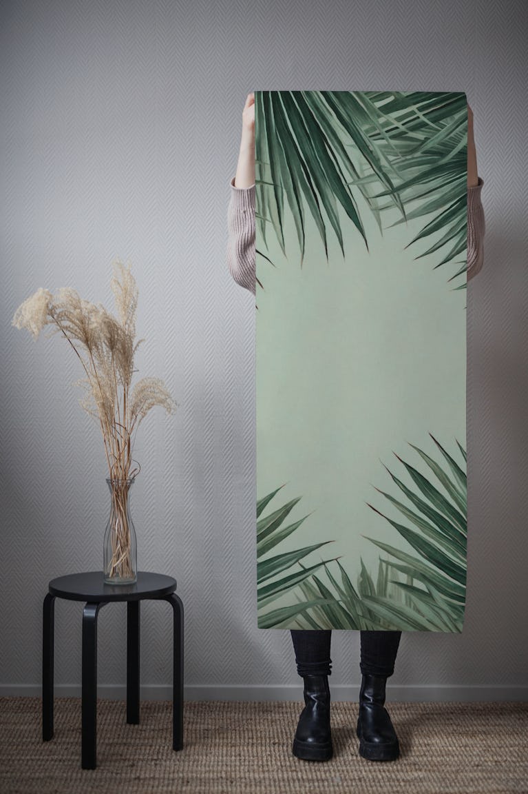 Green Tropical Palm Frond Frame wallpaper roll