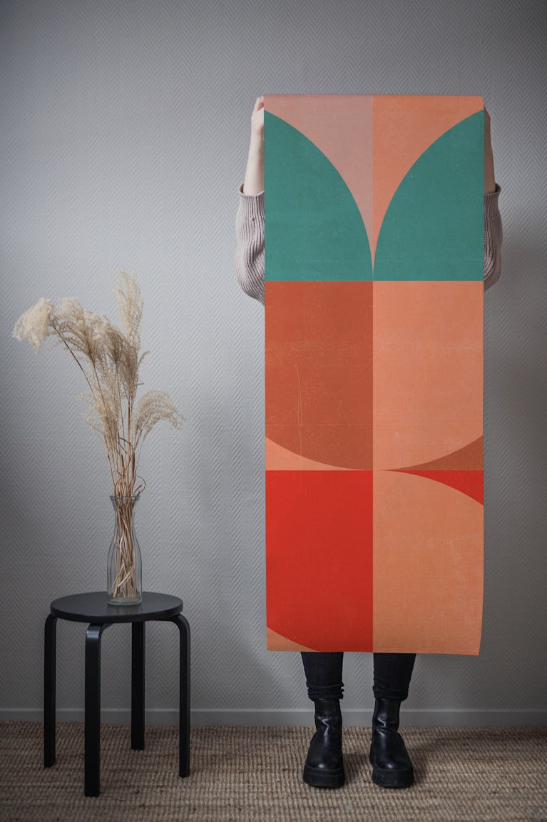 Mid Century Bauhaus Geometry Vibrant wallpaper roll