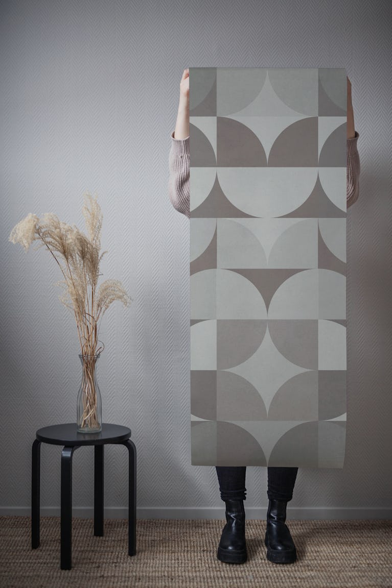 Tan Bauhaus Geometry wallpaper roll