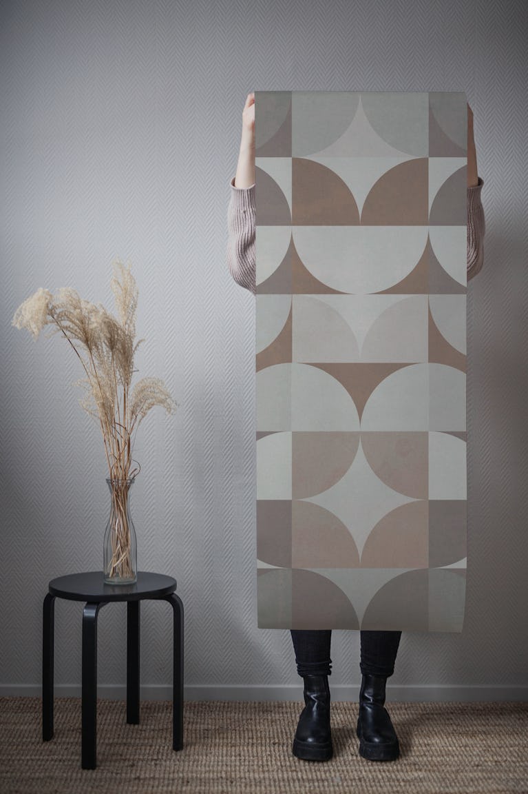 Beige Bauhaus Geometry wallpaper roll