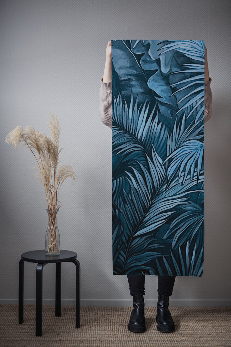 Mystic Jungle Tropical Escape Midnight Blue wallpaper roll