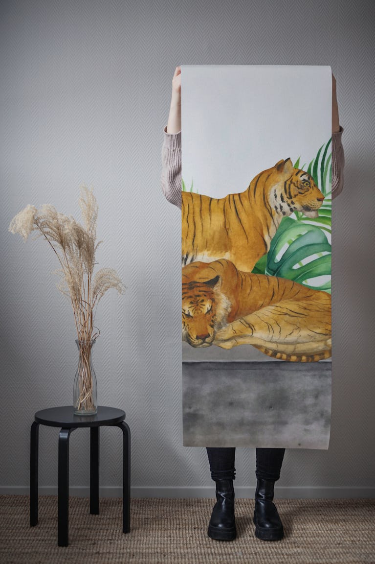 Urban Jungle Tropical Foliage And Tigers wallpaper roll