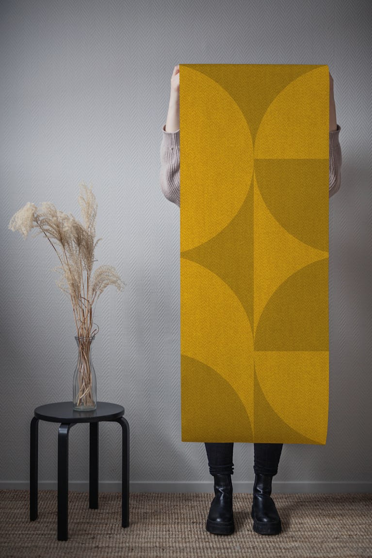 Mid-Century Muted Curry Geometry wallpaper roll