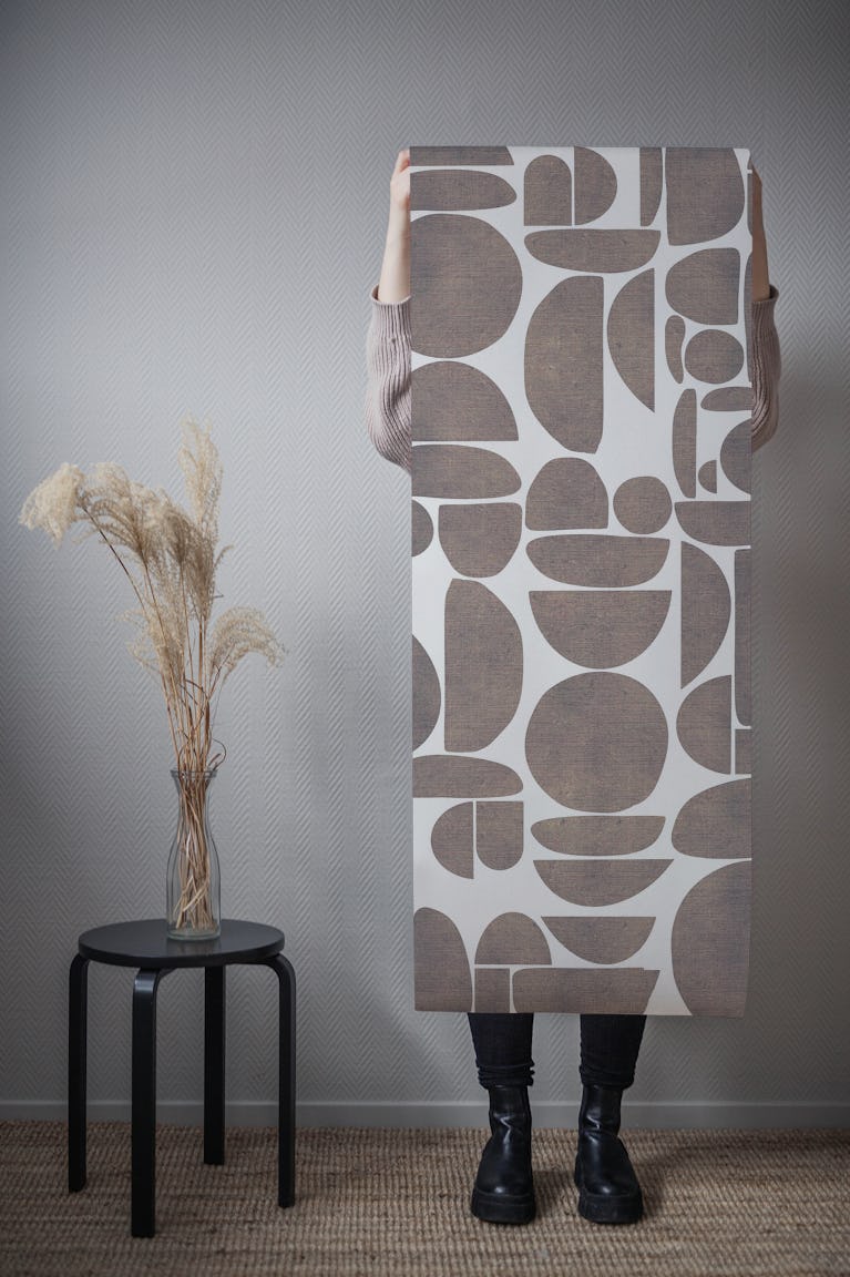 Rustic Bauhaus Fabric Texture Cutout Geo wallpaper roll