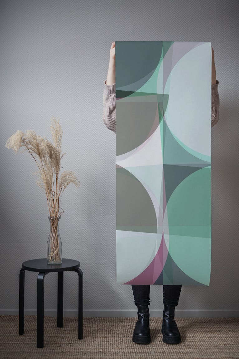 Soft Green Bauhaus Abstraction wallpaper roll